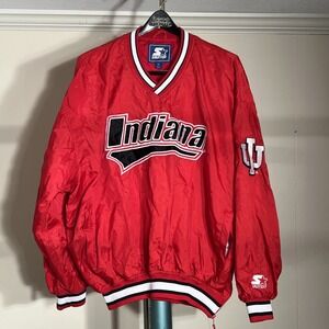 Vintage Starter Indiana‎ Hoosiers Red IU Embroidered Pullover Jacket Sz XL